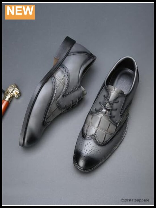 Men\'s Wingtip Brogue Oxford Dress Shoes with Cushioned Insole